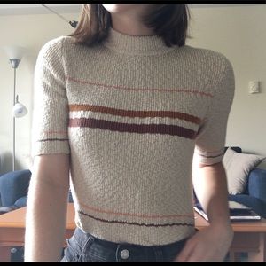 Free People mock neck short sleeve knit sweater